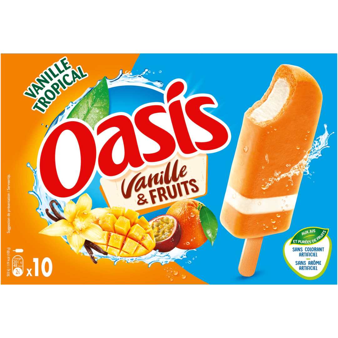10 batonnets vanille tropical 500ml oasis Glace Oasis® : photo du produit rappelé le 08/12/2021