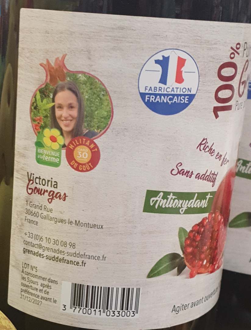 100% pur jus de grenade Gourgas : photo 4 sur 4 du produit rappelé le 27/02/2026