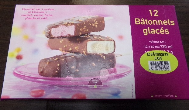 12 bâtonnets glacés cafe : photo du produit rappelé le 03/08/2021
