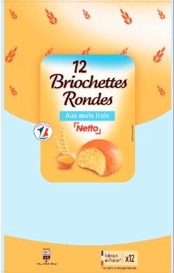 12 briochettes rondes Netto : photo du produit rappelé le 17/07/2023