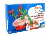 12 petits pots de glace vanille / chocolat – vanille / fraise 720 ml Cora : photo du produit rappelé le 15/12/2021