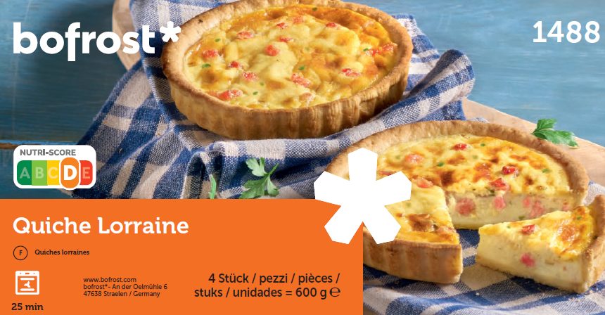 1488 quiches lorraines Bofrost* : photo du produit rappelé le 03/05/2024