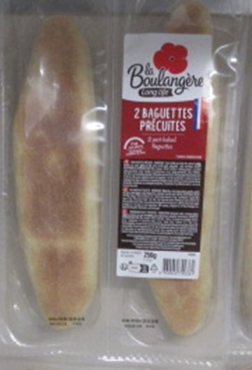 2 baguettes précuites La Boulangere Long Life : photo du produit rappelé le 09/07/2025