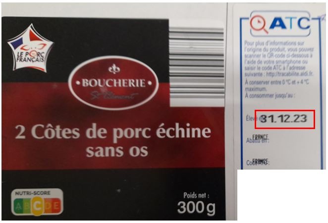 2 cotes de porc echine sans os 300g Boucherie ST Clement : photo du produit rappelé le 21/12/2023