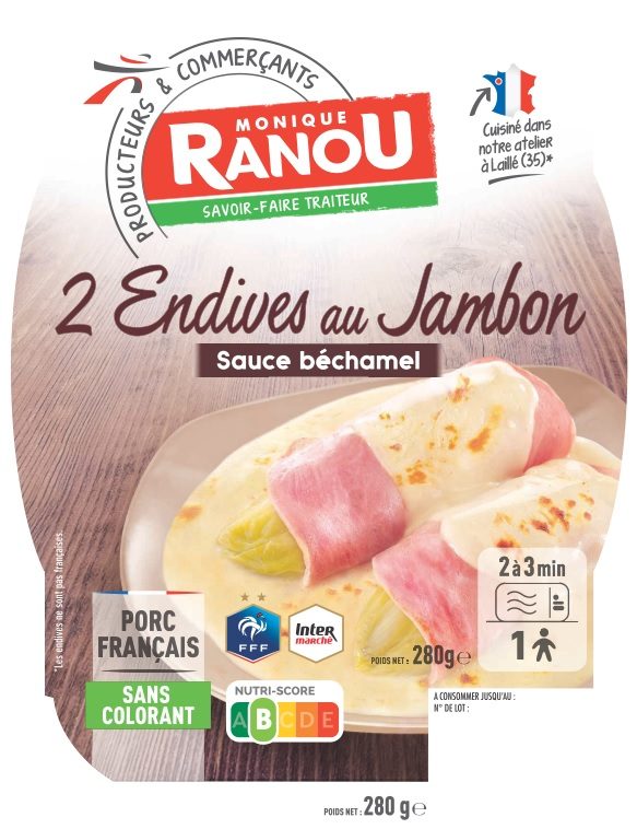 2 endives au jambon 280 g Monique Ranou : photo du produit rappelé le 10/04/2021