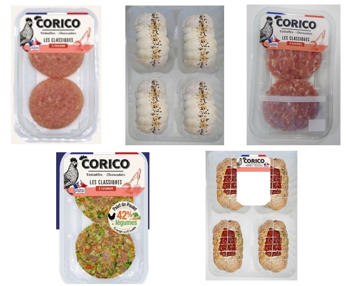 2 filets de poulet facon hache, 4 ballotins poulet moutarde Corico : photo du produit rappelé le 18/09/2026