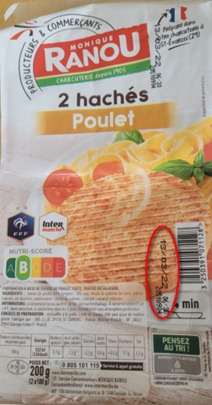2 haches de poulet Monique Ranou : photo du produit rappelé le 02/03/2022