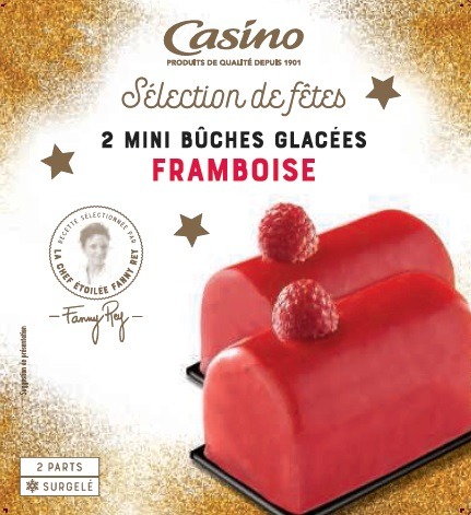 2 mini bûches glacées framboise 160g/230ml Casino : photo du produit rappelé le 22/07/2021