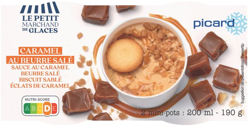 2 mini-pots caramel au beurre salé Picard : photo du produit rappelé le 28/07/2021