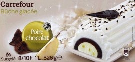 2 références de bûches glacées 1l Carrefour et Carrefour Extra : photo du produit rappelé le 12/01/2022