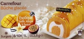 2 références de bûches glacées aux fruits 1l Carrefour et Carrefour Extra : photo du produit rappelé le 12/01/2022