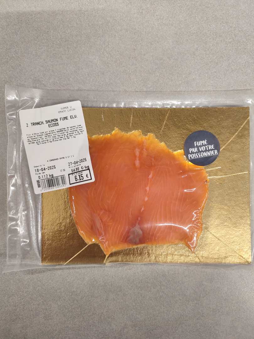 2 tranches de saumon fumé élevé ecosse Fabrication Maison : photo du produit rappelé le 28/04/2025