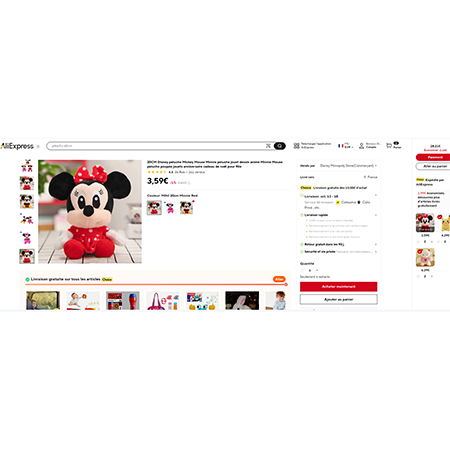 20cm disney peluche mickey mouse minnie peluche jouet dessin animé jouet : photo du produit rappelé le 17/04/2026