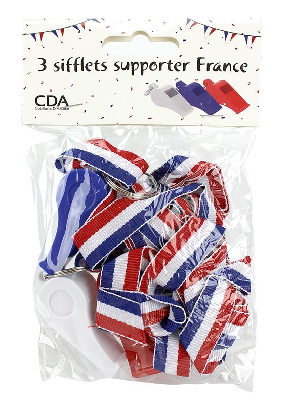 25999 - set de trois sifflets supporter France Cda : photo du produit rappelé le 07/11/2024