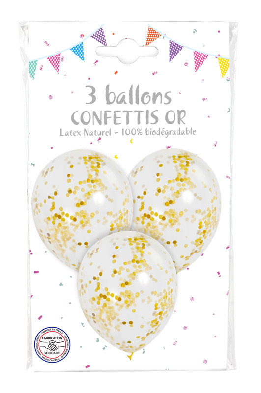 3 ballons confettis or Cotillons d'Alsace : photo du produit rappelé le 20/07/2021