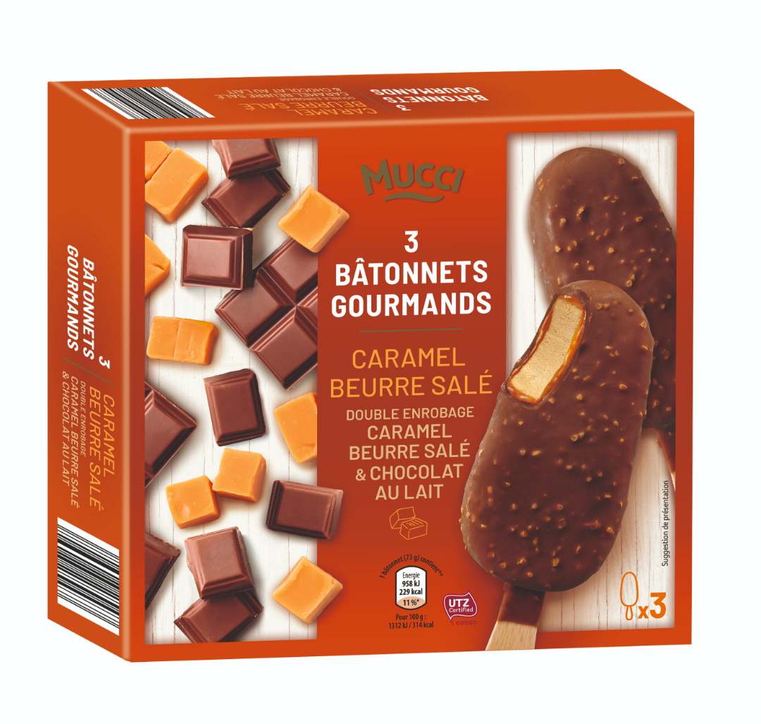 3 bâtonnets gourmands 219g - recettes coco, caramel, pistache Mucci : photo 2 sur 4 du produit rappelé le 07/12/2021