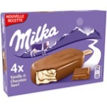 4 batonnets de glace vanille et chocolat, milka : photo du produit rappelé le 03/02/2022
