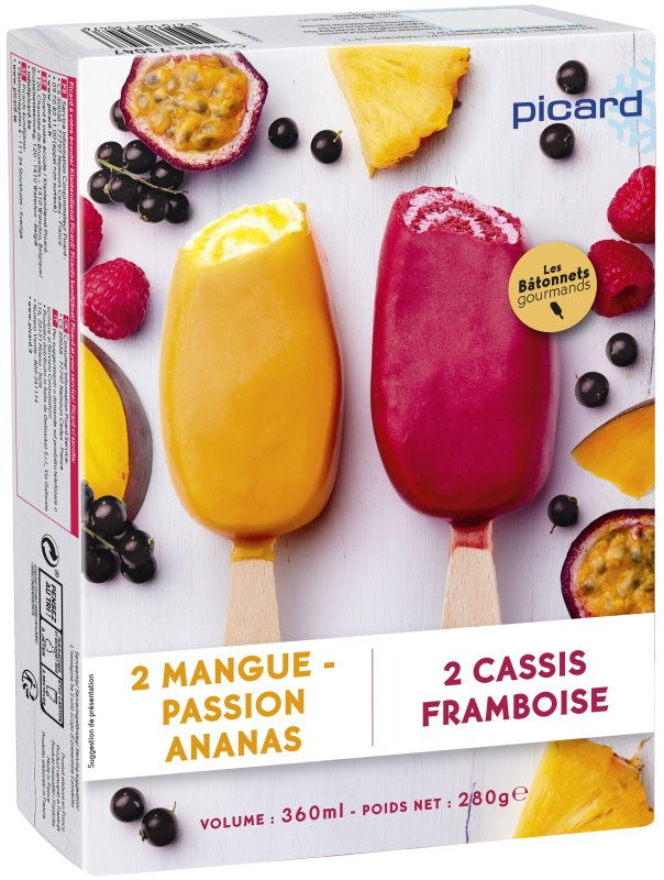 4 best mangue - passion, ananas / cassis framboise Picard : photo du produit rappelé le 08/07/2021