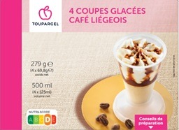 4 coupes glacées café liégeois Toupargel : photo du produit rappelé le 12/07/2021