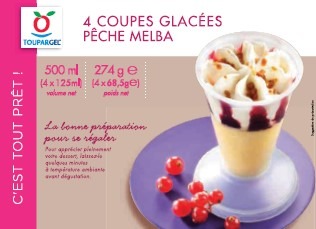 4 coupes glacées peche melba Toupargel : photo du produit rappelé le 04/08/2021