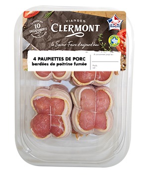 4 paupiettes de porc bardées de poitrine fumée Viandes Clermont : photo du produit rappelé le 24/03/2026