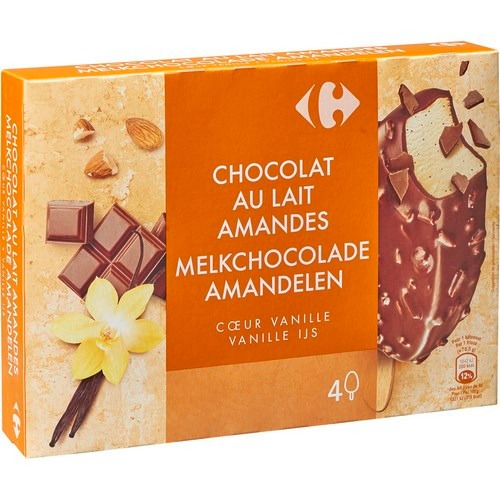 4 références de bâtonnets (x4) coeur de vanille Carrefour : photo du produit rappelé le 03/12/2021