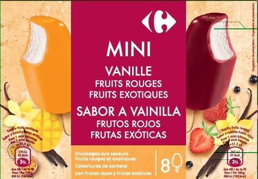 4 références de mini bâtonnets Carrefour : photo du produit rappelé le 02/02/2022