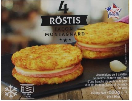 4 röstis façon montagnard : photo du produit rappelé le 30/07/2021