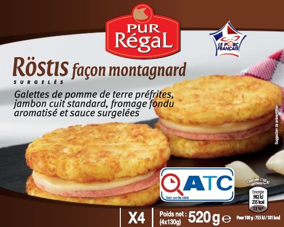 4 röstis façon montagnard - 4x130g Pur Regal : photo du produit rappelé le 26/07/2021