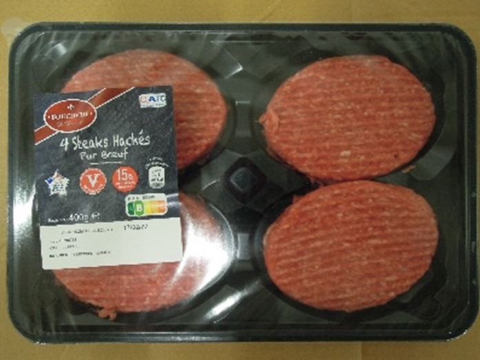 4 steaks haches pur bœuf 15% matiere grasse - 400g ST Clement le Boucher : photo du produit rappelé le 19/07/2024