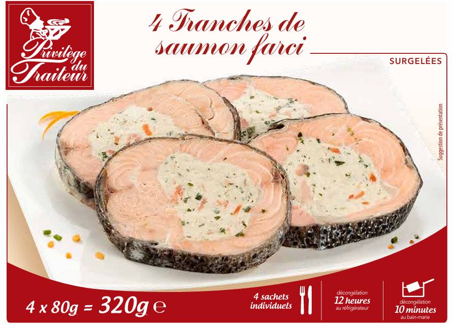 4 tranches de saumon farci, surgelées Privilège du Traiteur : photo du produit rappelé le 24/02/2026