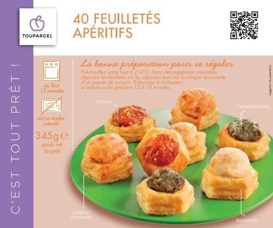 40 feuilletés apéritifs Toupargel : photo du produit rappelé le 04/06/2021