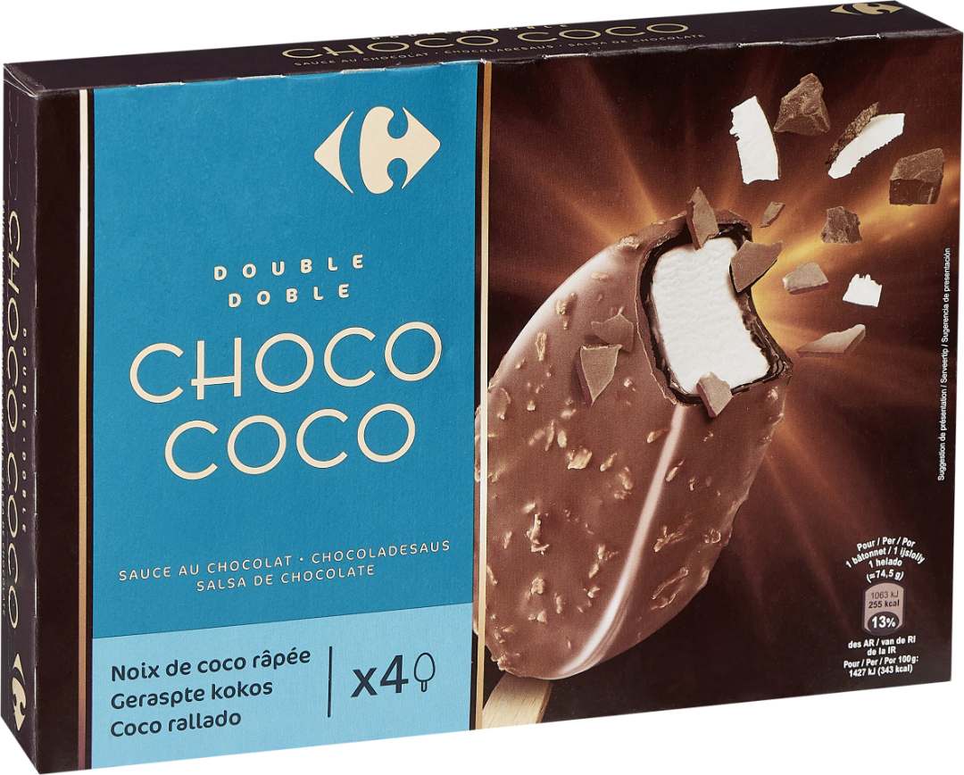 5 références de bâtonnets double (x4) Carrefour : photo du produit rappelé le 02/02/2022