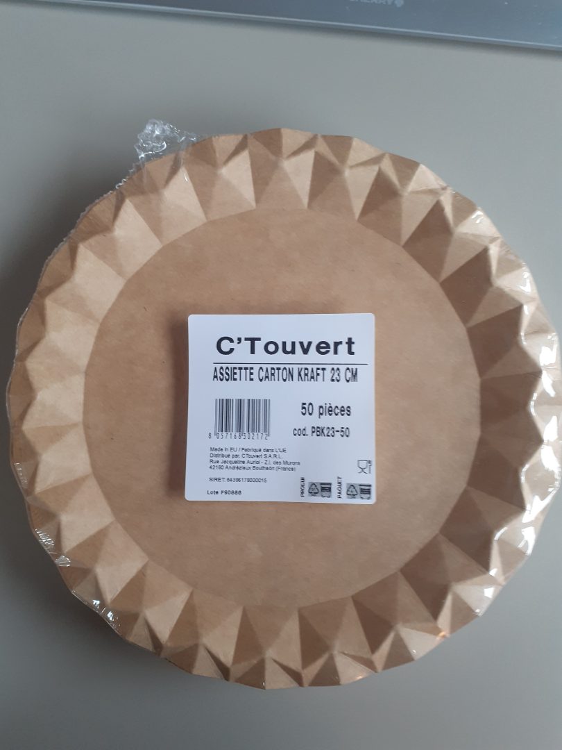 50 assiettes carton kraft design 23 cm - référence cod.pbk23-50 Ctouvert : photo 2 sur 2 du produit rappelé le 11/01/2024