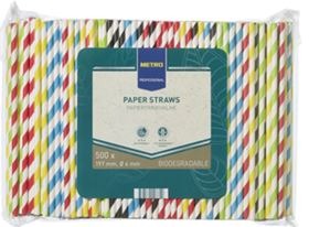 500 pailles à rayures papier coloris assortis Metro Professional : photo du produit rappelé le 18/07/2022