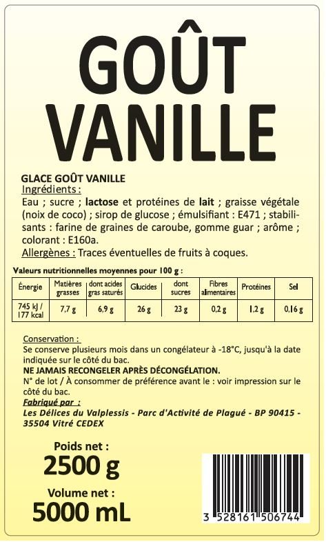 5l gout vanille : photo du produit rappelé le 29/07/2021