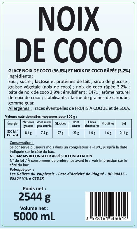 5l noix de coco : photo du produit rappelé le 29/07/2021