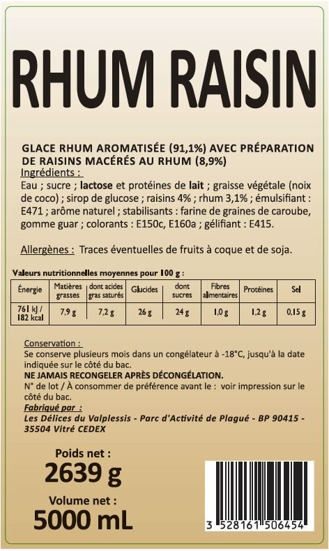 5l rhum raisin : photo du produit rappelé le 29/07/2021