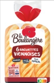 6 baguettes viennoises La Boulangère : photo du produit rappelé le 06/10/2025