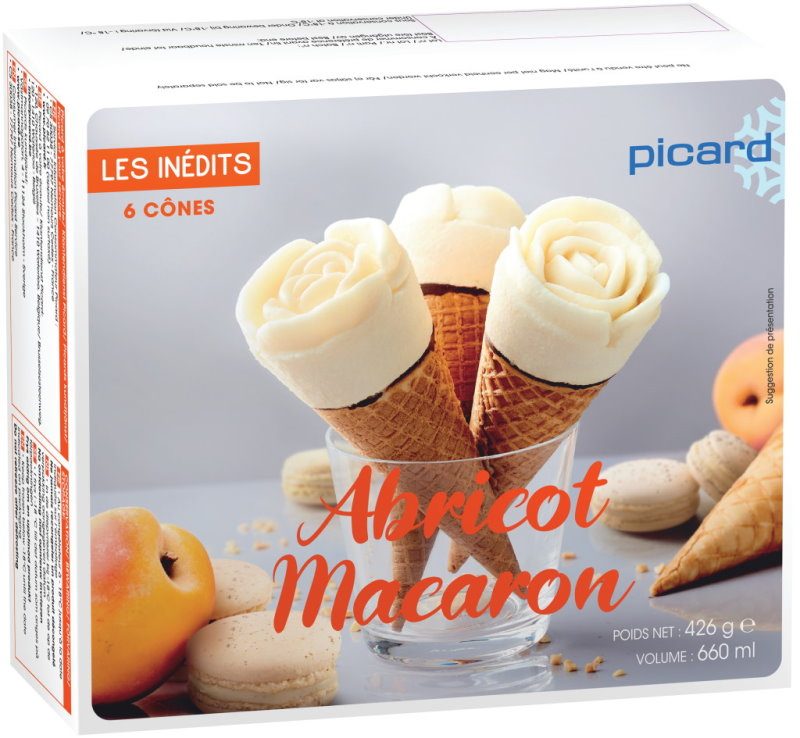 6 cones abricot macaron Picard : photo du produit rappelé le 02/08/2021