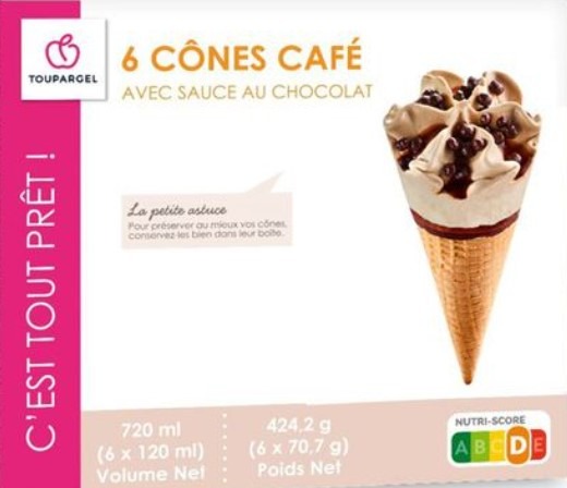 6 cônes café Toupargel : photo du produit rappelé le 04/08/2021