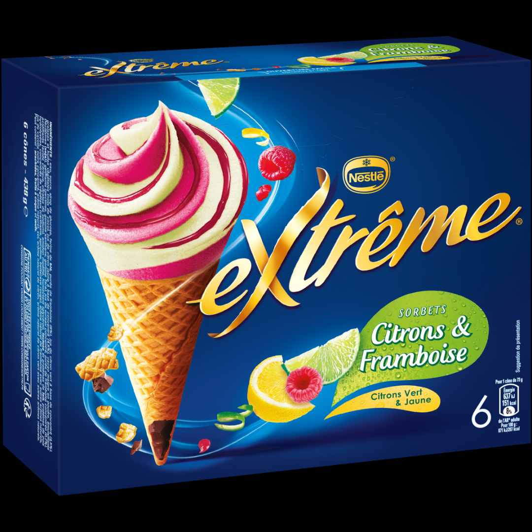 6 cones fruits rouges extrême 6 cones mojito extrême 6 cones citron : photo 2 sur 4 du produit rappelé le 08/12/2021