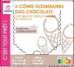 6 cônes gourmands duo chocolats Toupargel : photo du produit rappelé le 04/08/2021