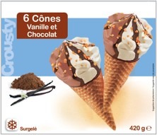 6 cônes vanille/chocolat Crousty : photo du produit rappelé le 04/08/2021