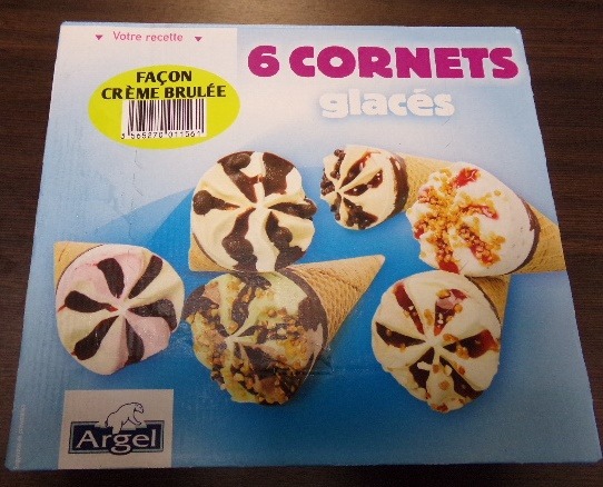 6 cornets glaces facon creme brulee Argel : photo du produit rappelé le 23/02/2022