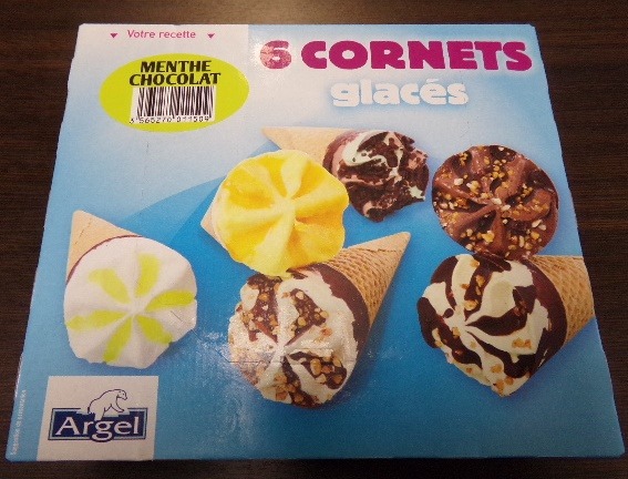 6 cornets glaces menthe chocolat Argel : photo du produit rappelé le 03/08/2021