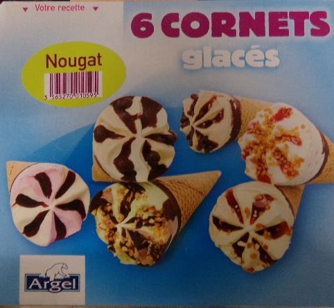 6 cornets glaces nougat Argel : photo du produit rappelé le 03/08/2021