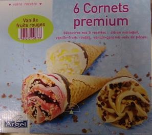 6 cornets glaces premium vanille fruits rouges Argel : photo du produit rappelé le 01/12/2021