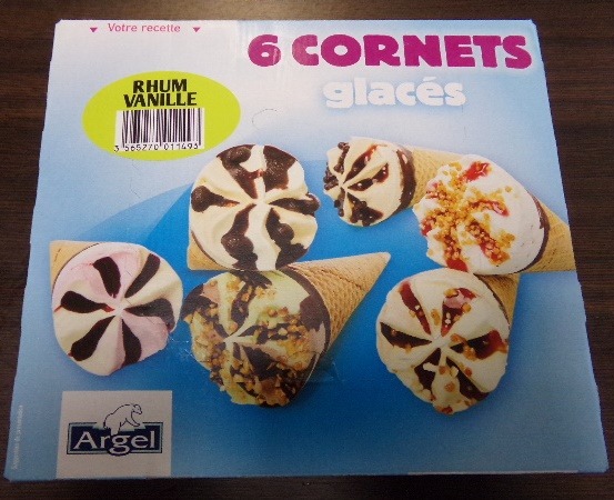 6 cornets glaces rhum vanille Argel : photo du produit rappelé le 06/08/2021