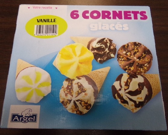 6 cornets glaces vanille Argel : photo du produit rappelé le 23/02/2022